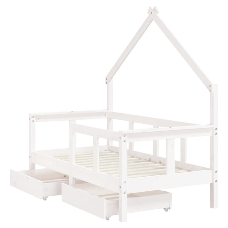 Giroletto Bambini con Cassetti Bianco 70x140cm Massello di Pino 834541