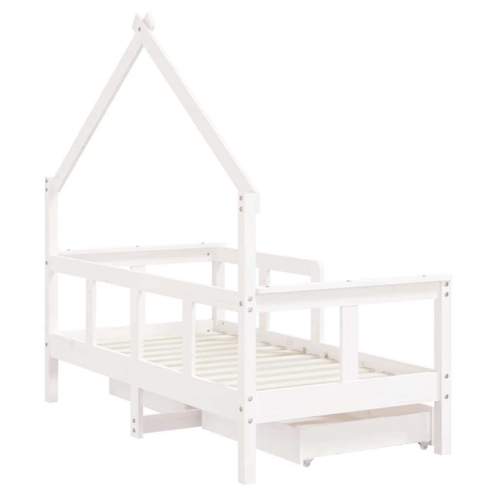 Giroletto Bambini con Cassetti Bianco 70x140cm Massello di Pino 834541