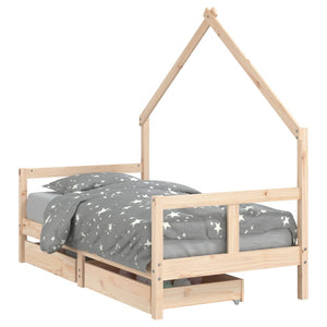 Giroletto per Bambini con Cassetti 80x160cm Legno Massello Pino 834543