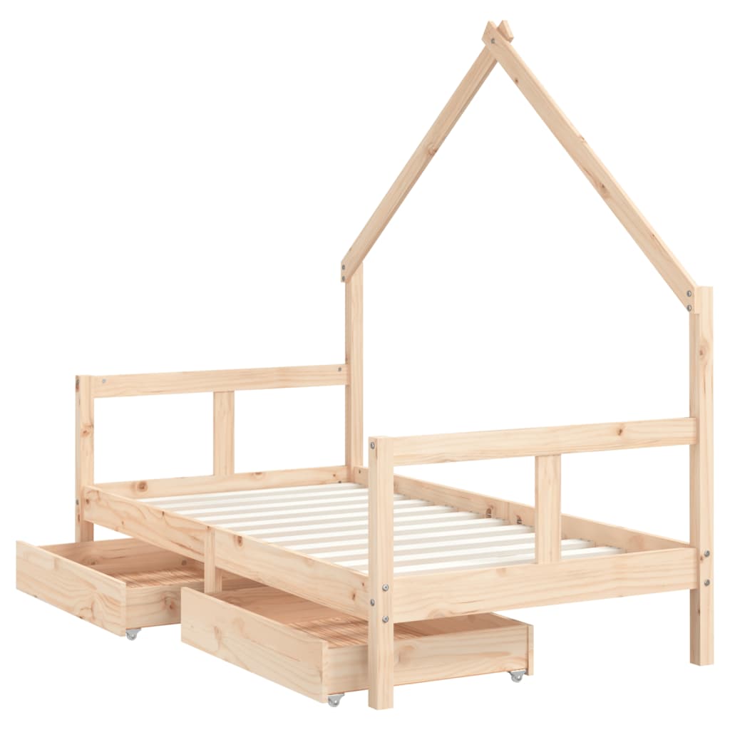 Giroletto per Bambini con Cassetti 80x160cm Legno Massello Pino 834543