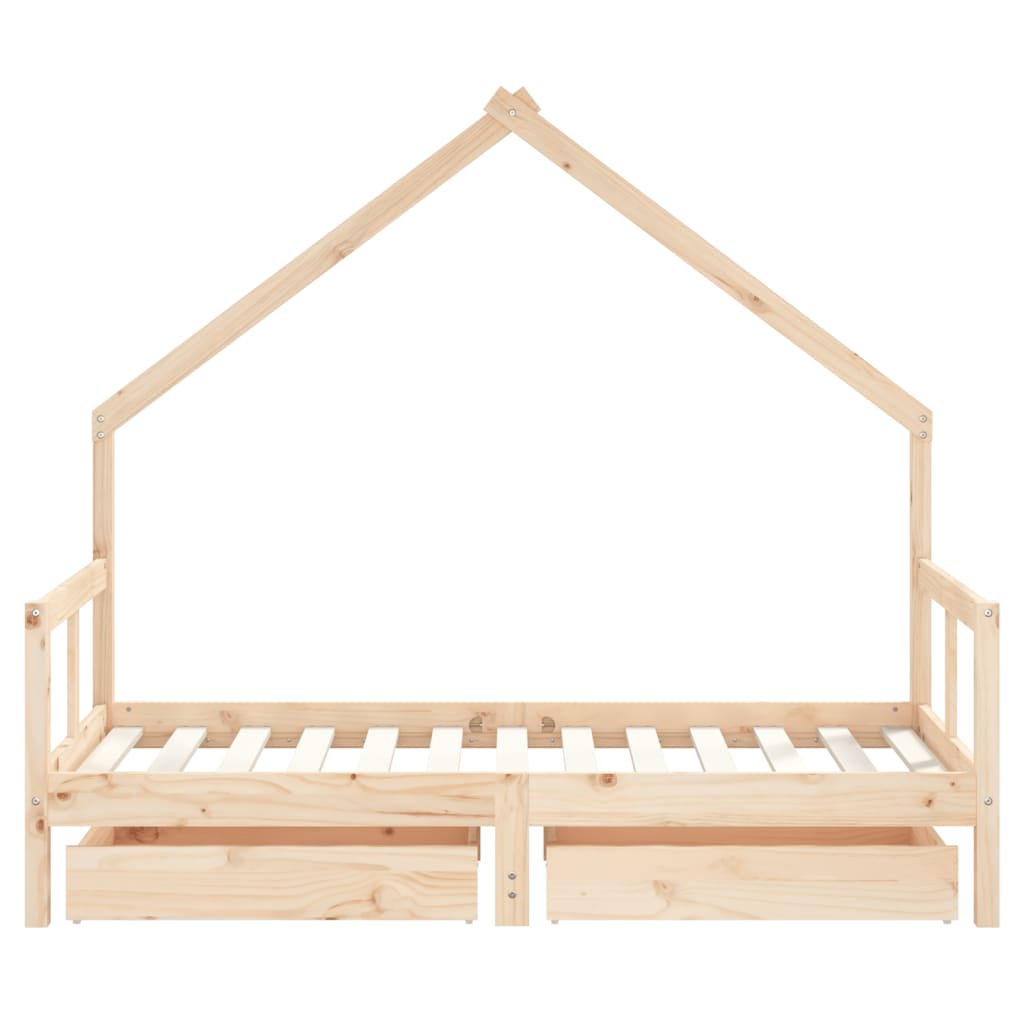 Giroletto per Bambini con Cassetti 80x160cm Legno Massello Pino 834543