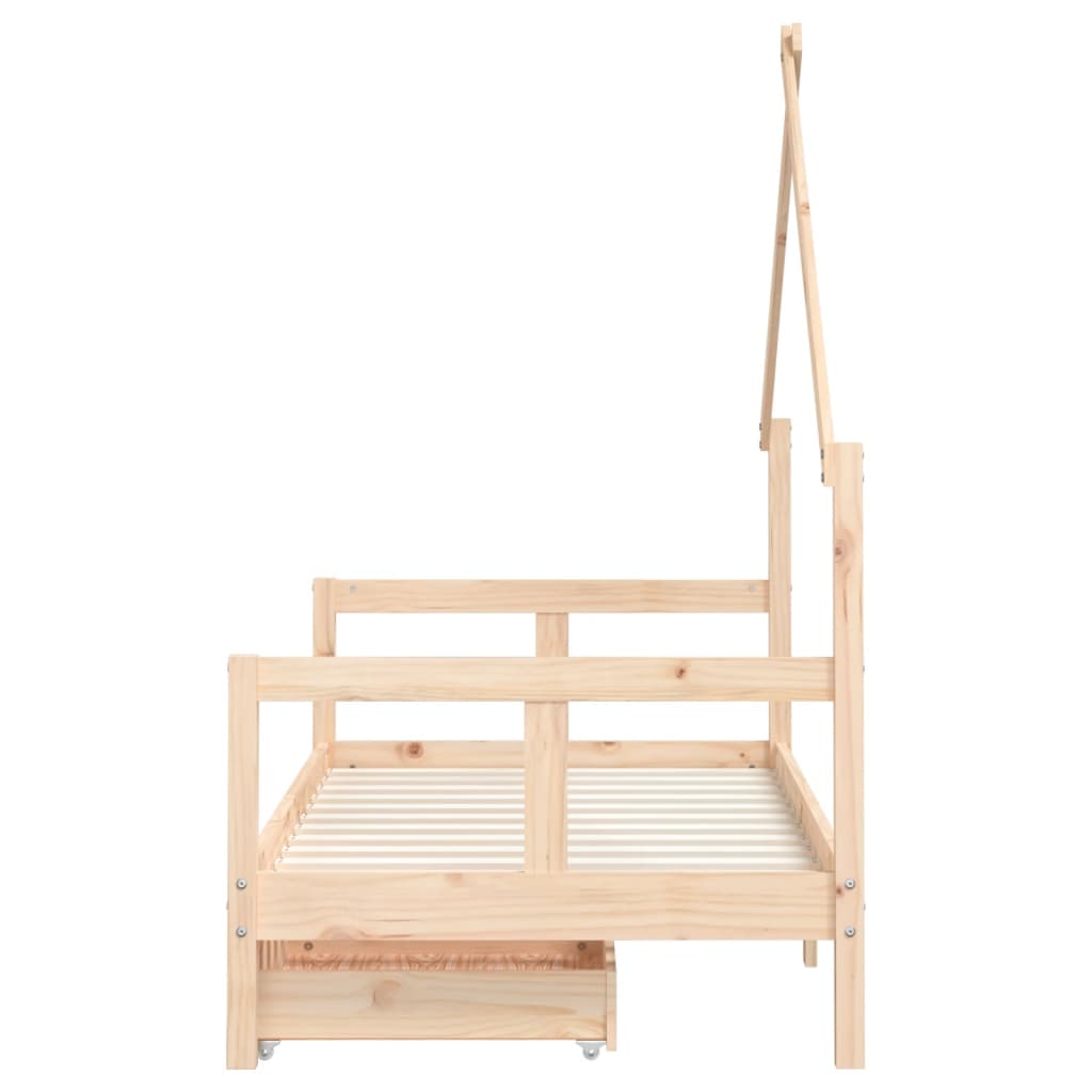 Giroletto per Bambini con Cassetti 80x160cm Legno Massello Pino 834543