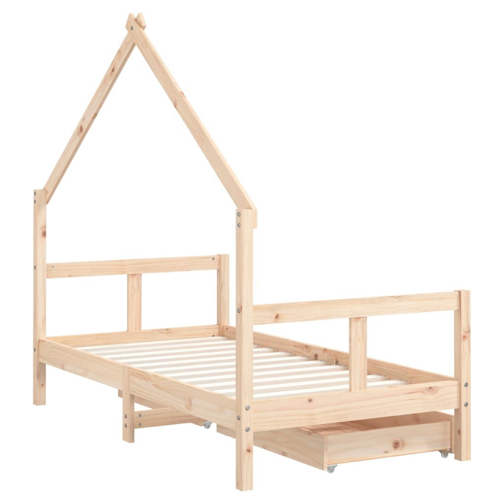 Giroletto per Bambini con Cassetti 80x160cm Legno Massello Pino 834543