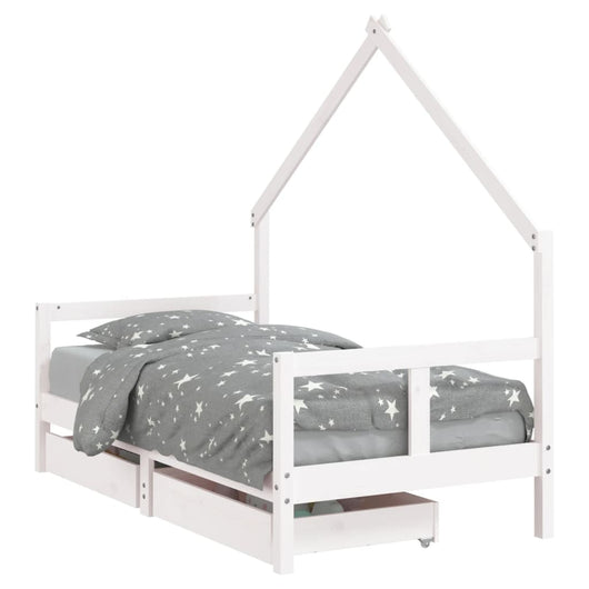 Giroletto Bambini con Cassetti Bianco 80x160 cm Massello Pino 834544