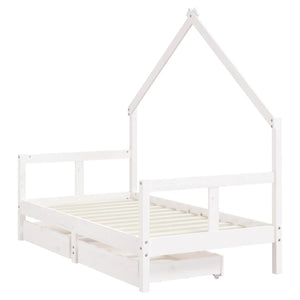 Giroletto Bambini con Cassetti Bianco 80x160 cm Massello Pino 834544