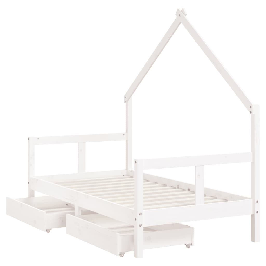 Giroletto Bambini con Cassetti Bianco 80x160 cm Massello Pino 834544