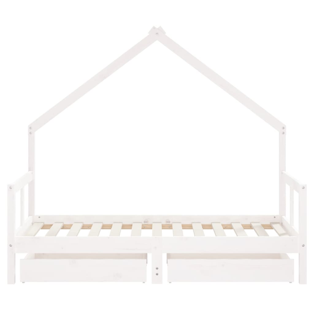 Giroletto Bambini con Cassetti Bianco 80x160 cm Massello Pino 834544