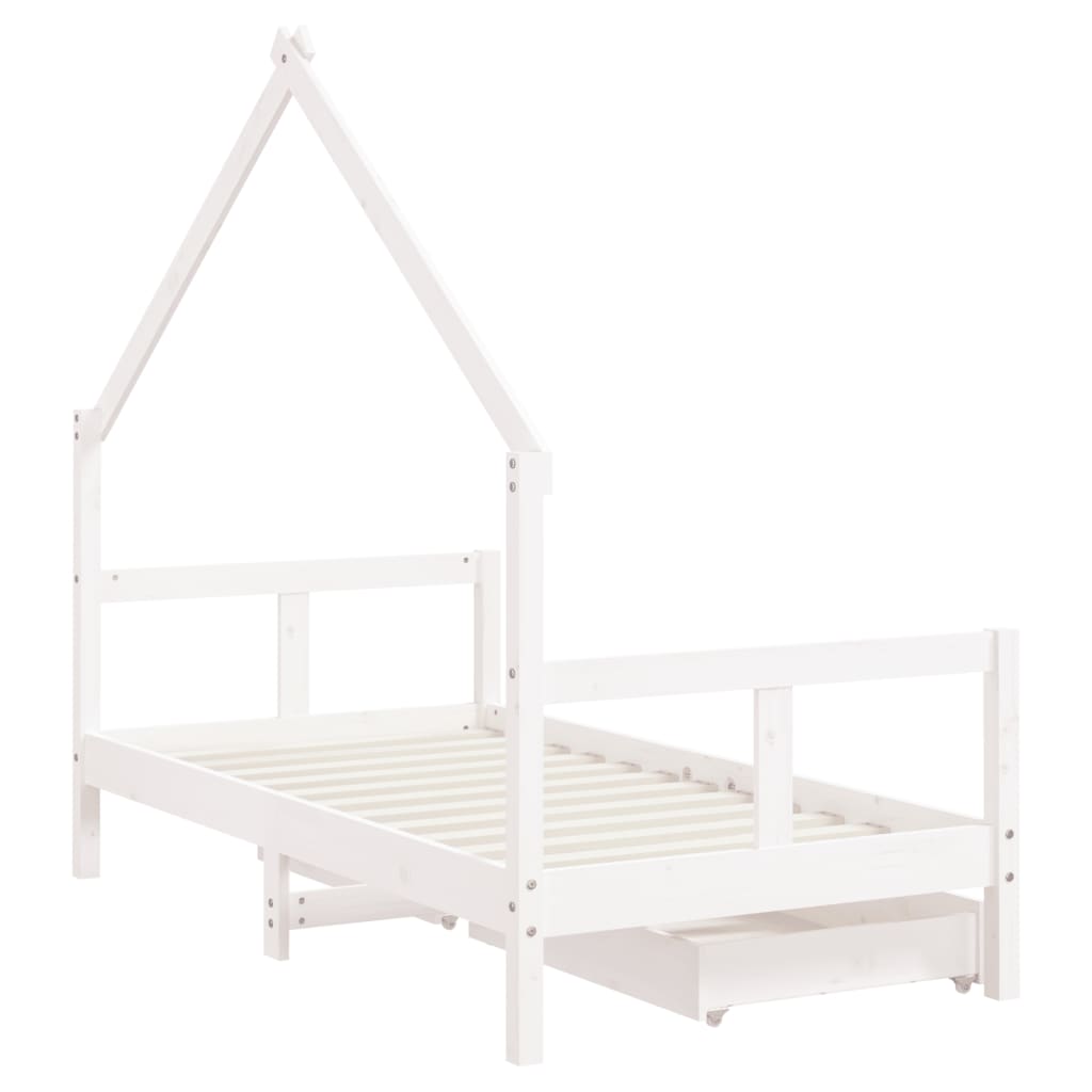 Giroletto Bambini con Cassetti Bianco 80x160 cm Massello Pino 834544