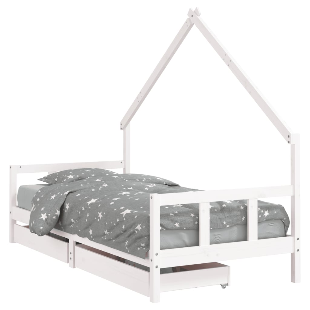 Giroletto Bambini con Cassetti Bianco 90x190 cm Massello Pino 834547