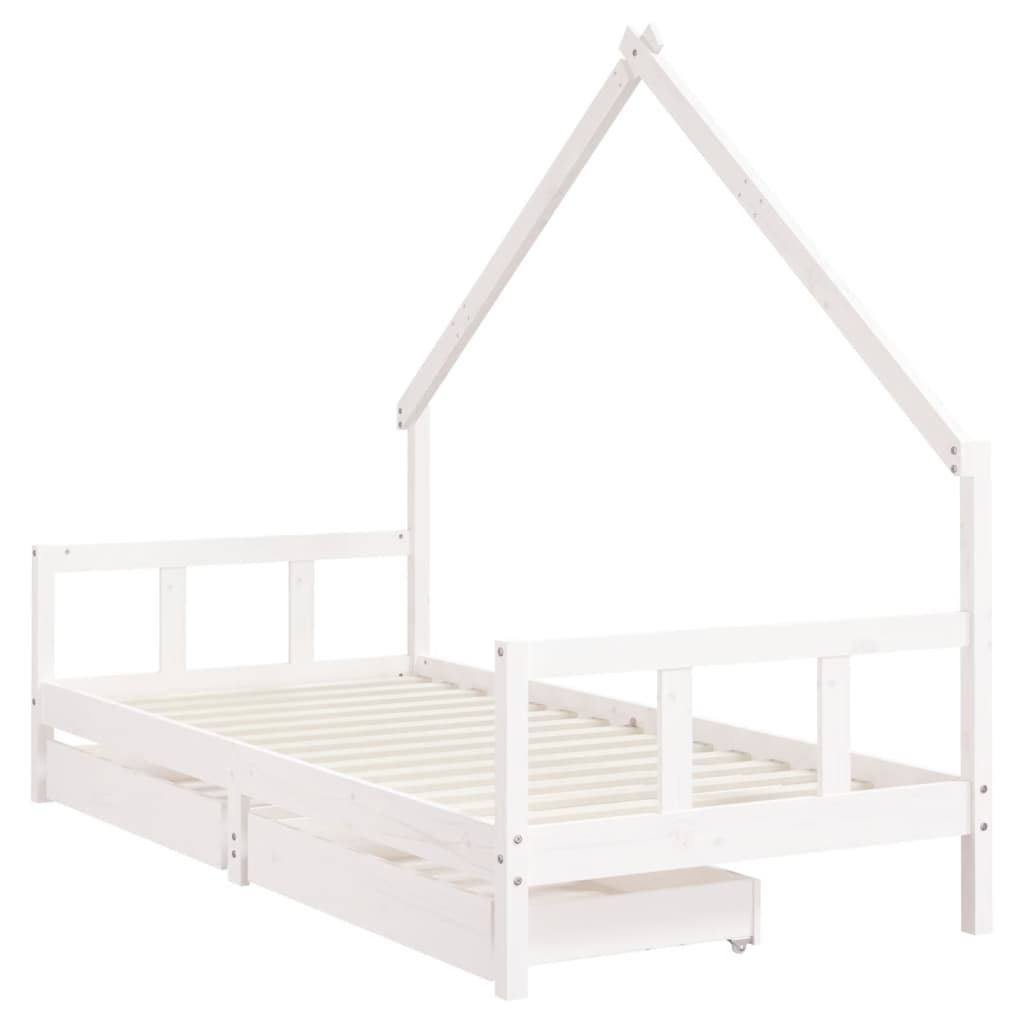 Giroletto Bambini con Cassetti Bianco 90x190 cm Massello Pino 834547