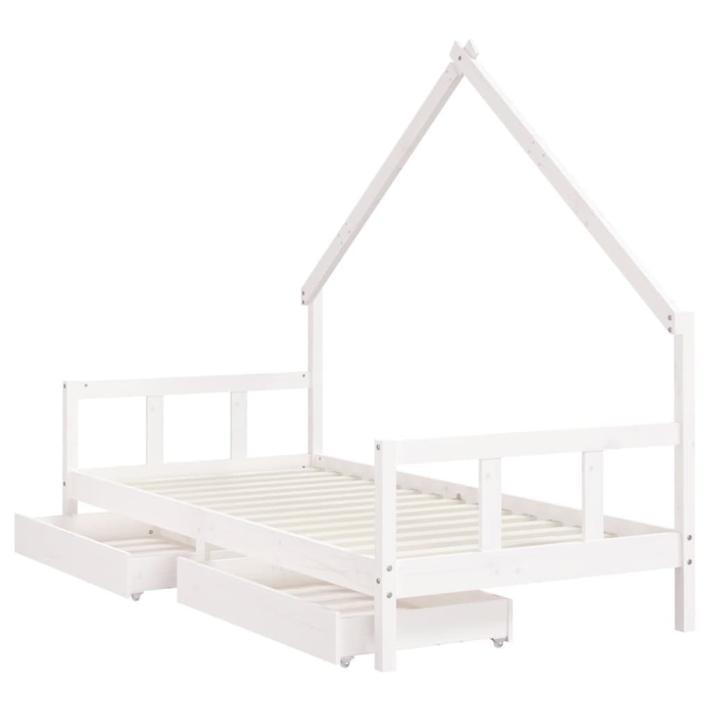 Giroletto Bambini con Cassetti Bianco 90x190 cm Massello Pino 834547