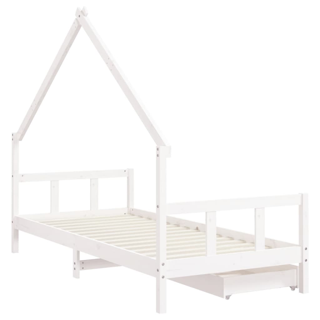 Giroletto Bambini con Cassetti Bianco 90x190 cm Massello Pino 834547