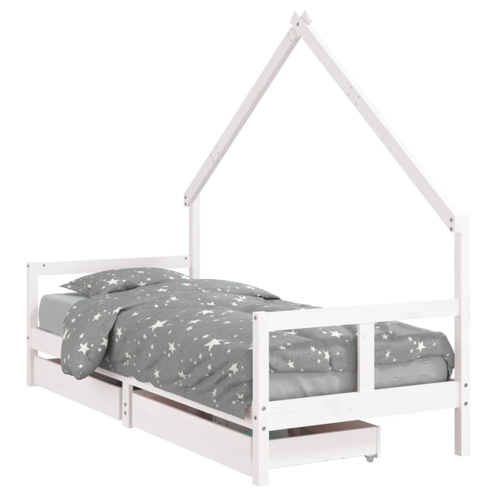 Giroletto Bambini con Cassetti Bianco 80x200cm Massello di Pinocod mxl 94954