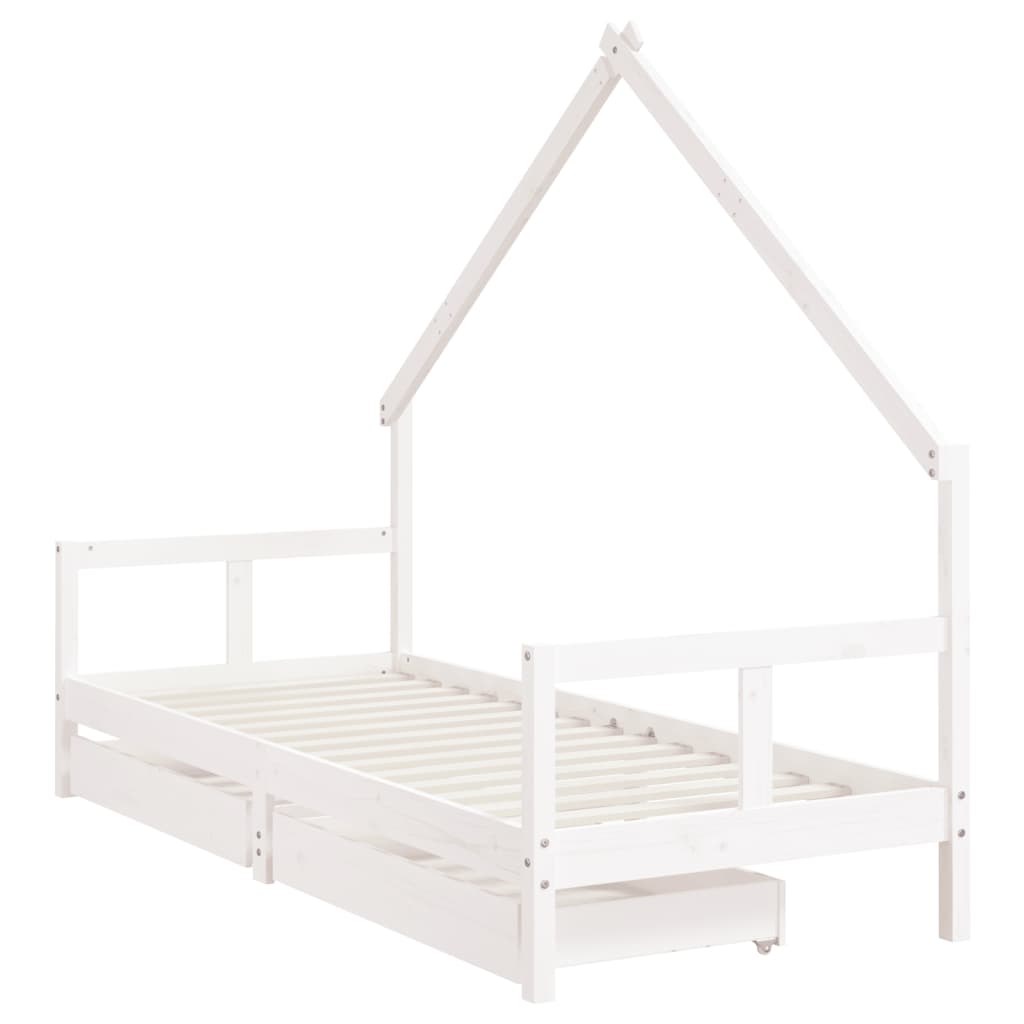 Giroletto Bambini con Cassetti Bianco 80x200cm Massello di Pinocod mxl 94954