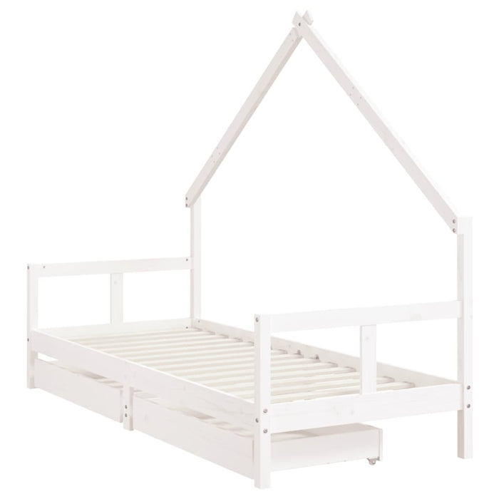 Giroletto Bambini con Cassetti Bianco 80x200cm Massello di Pino 834550