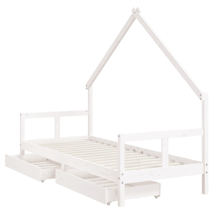 Giroletto Bambini con Cassetti Bianco 80x200cm Massello di Pino 834550