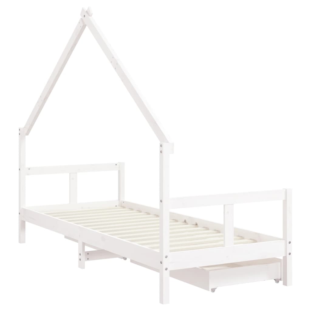 Giroletto Bambini con Cassetti Bianco 80x200cm Massello di Pino 834550