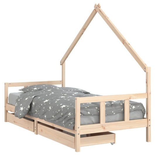 Giroletto Bambini con Cassetti 90x200 cm Legno Massello di Pino 834552