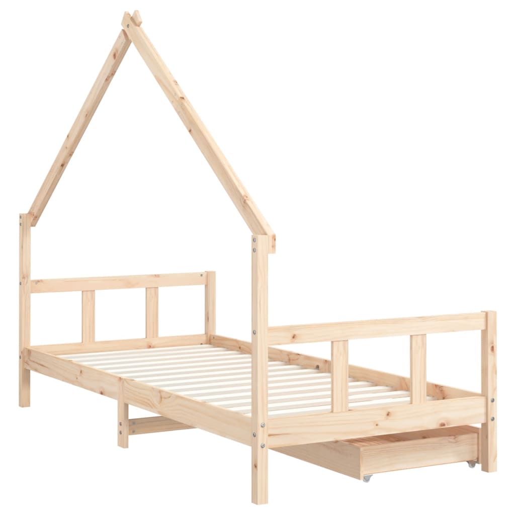 Giroletto Bambini con Cassetti 90x200 cm Legno Massello di Pino 834552