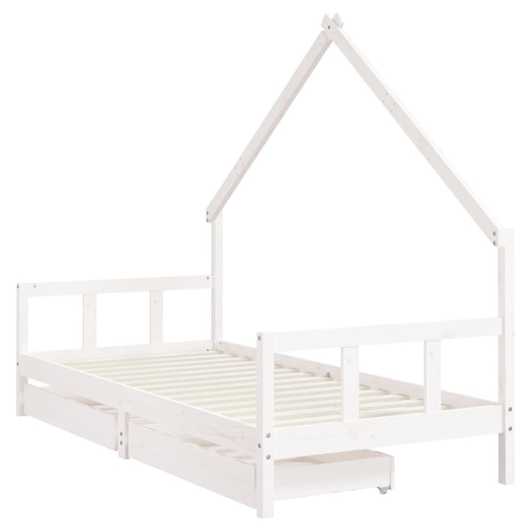 Giroletto Bambini con Cassetti Bianco 90x200cm Massello di Pino 834553