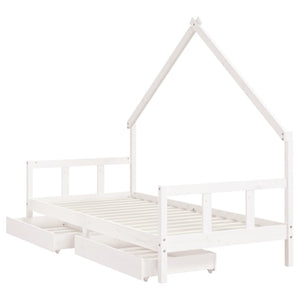 Giroletto Bambini con Cassetti Bianco 90x200cm Massello di Pino 834553