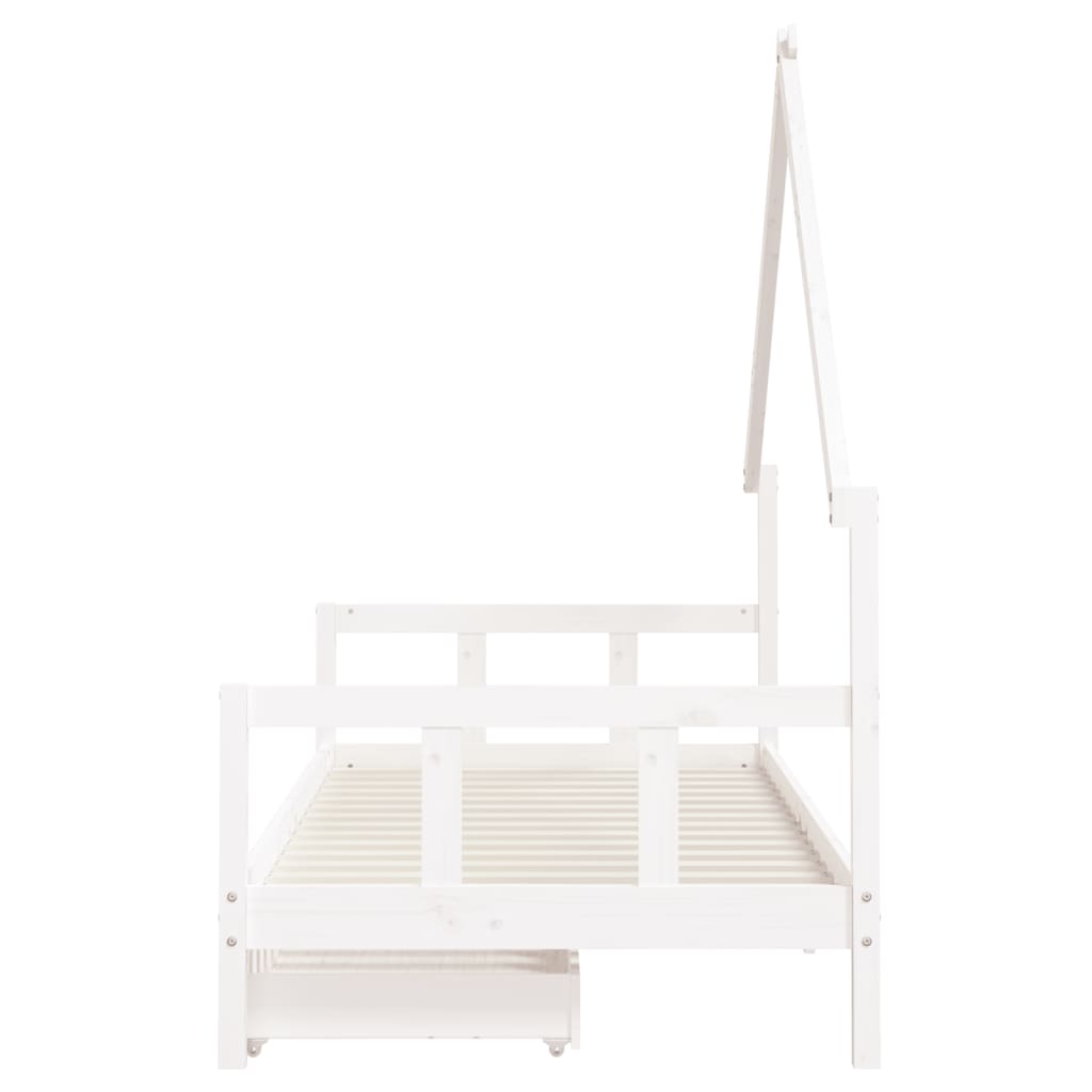 Giroletto Bambini con Cassetti Bianco 90x200cm Massello di Pino 834553