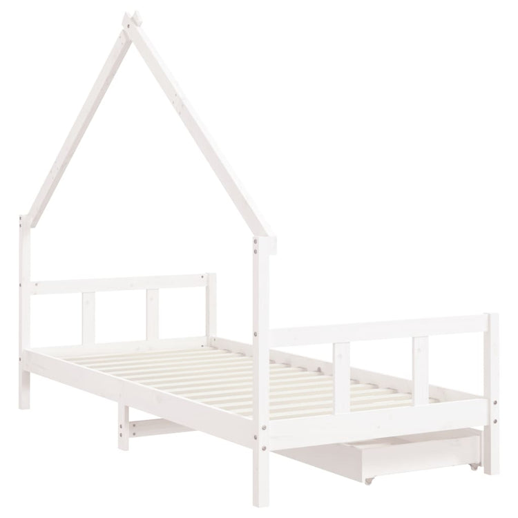 Giroletto Bambini con Cassetti Bianco 90x200cm Massello di Pino 834553