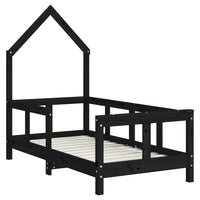 Giroletto per Bambini Nero 70x140 cm in Legno Massello di Pinocod mxl 118871