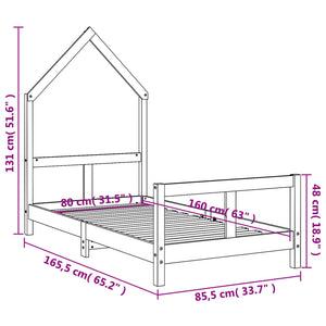 Giroletto per Bambini 80x160 cm in Legno Massello di Pino 834558