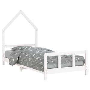 Giroletto per Bambini Bianco 90x190cm in Legno Massello di Pino 834562