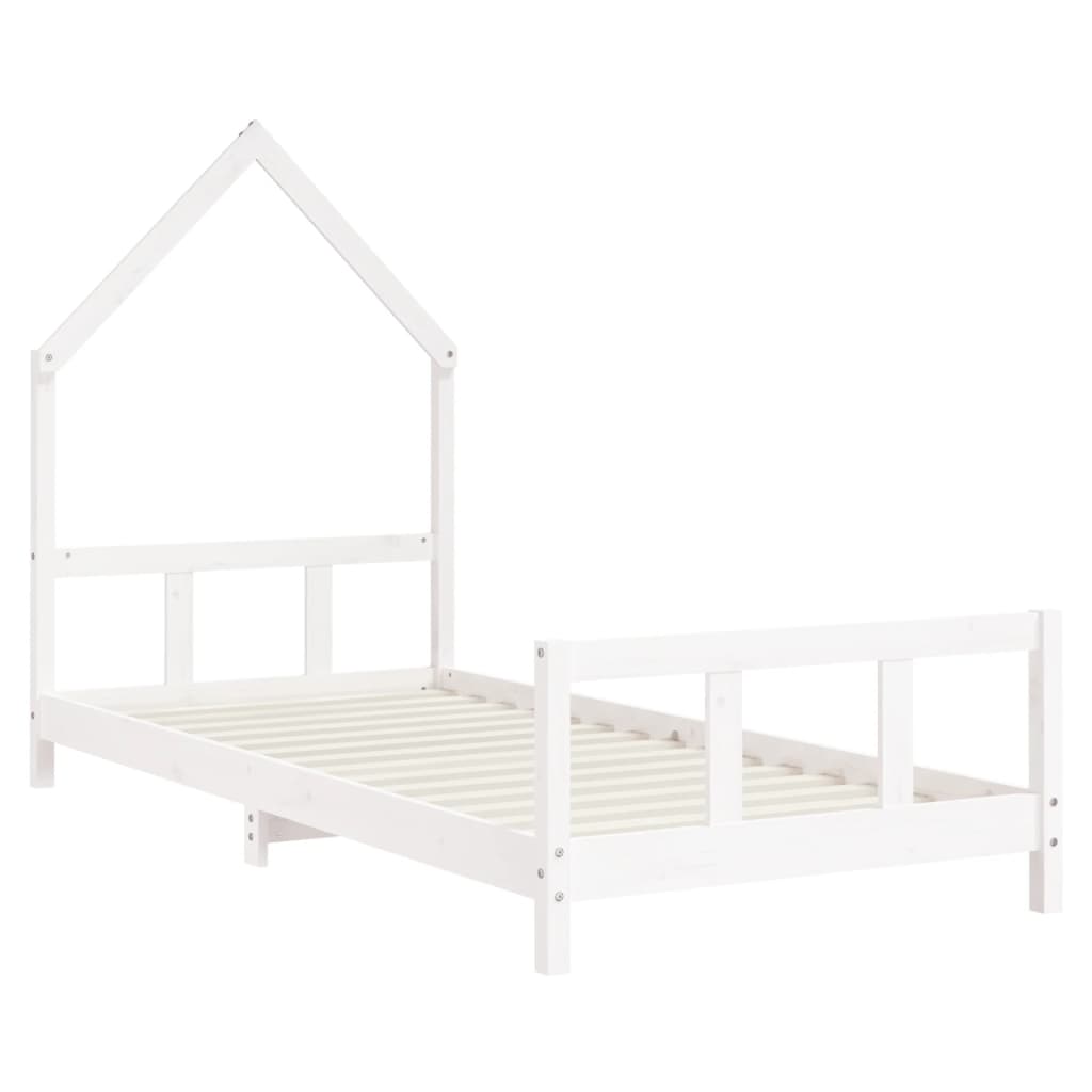 Giroletto per Bambini Bianco 90x190cm in Legno Massello di Pino 834562