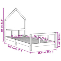 Giroletto per Bambini Bianco 90x190cm in Legno Massello di Pino 834562