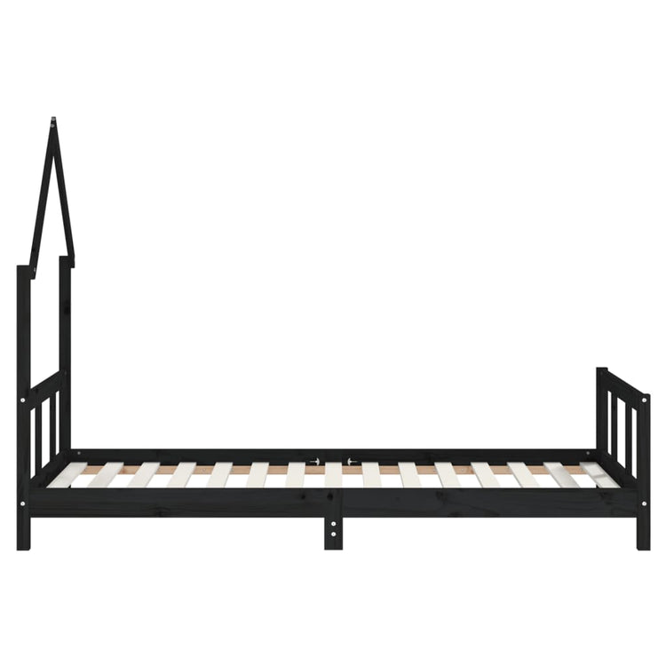 Giroletto per Bambini Nero 90x190 cm in Legno Massello di Pino 834563