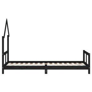 Giroletto per Bambini Nero 80x200 cm in Legno Massello di Pino 834566