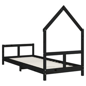 Giroletto per Bambini Nero 80x200 cm in Legno Massello di Pino 834566