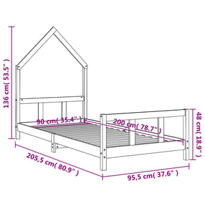 Giroletto per Bambini 90x200 cm in Legno Massello di Pino 834567