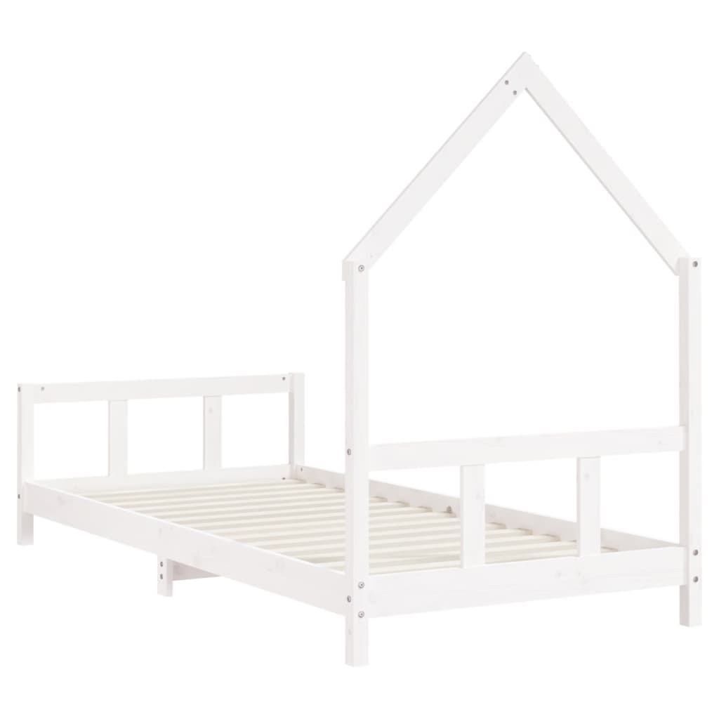 Giroletto per Bambini Bianco 90x200cm in Legno Massello di Pino 834568