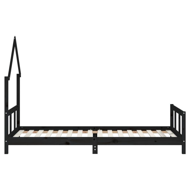 Giroletto per Bambini Nero 90x200 cm in Legno Massello di Pino 834569