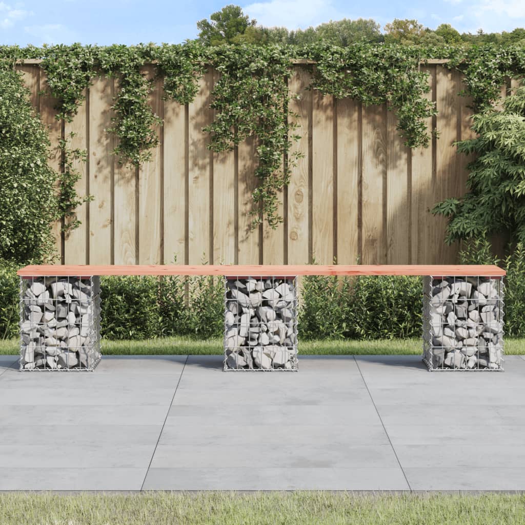 Panca da Giardino Design Gabbione 203x31x42 cm Massello Douglas 834333