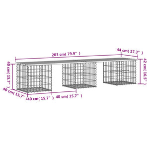 Panca da Giardino Design Gabbione 203x44x42 cm Pino Impregnato 834343