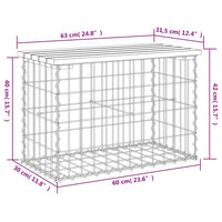 Panca da Giardino Design Gabbione 63x31,5x42cm Massello Douglas 834345