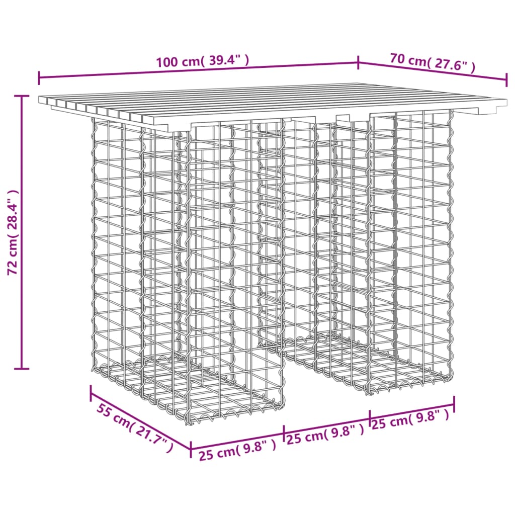 Panca da Giardino Design Gabbione 100x70x72 cm Pino Impregnato 834367