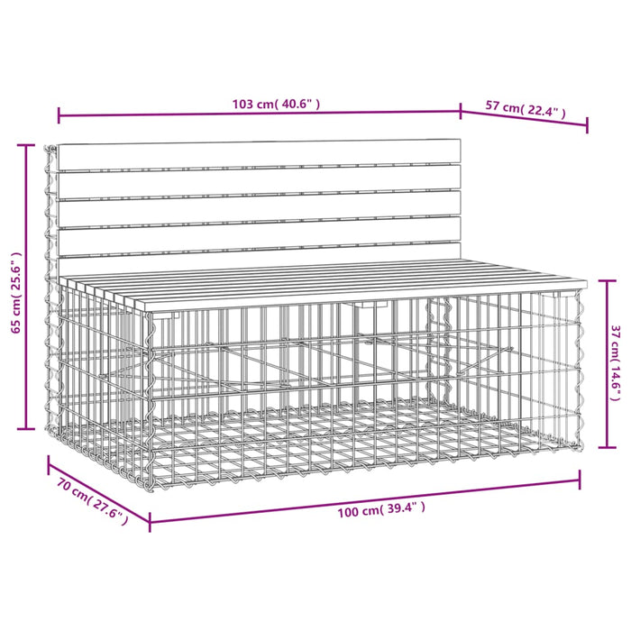 Panca da Giardino Design Gabbione 103x70x65 cm Massello Douglas 834375