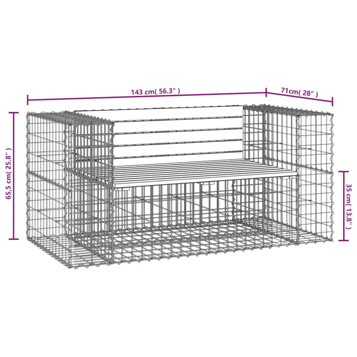 Panca da Giardino Design Gabbione 143x71x65,5cm Pino Impregnato 834379