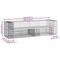 Panca Giardino Design Gabbione 244x71x65,5 cm Massello di Pino 3196239