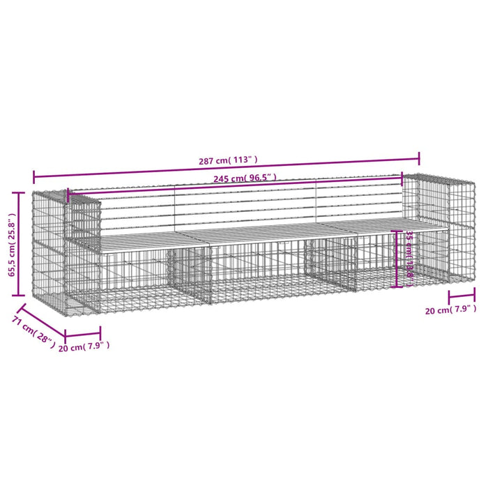 Panca Giardino Design Gabbione 287x71x65,5 cm Massello Douglas 3196252