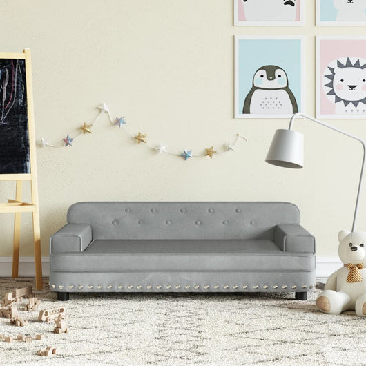 Divano per Bambini Grigio Chiaro 90x53x30 cm in Velluto 3196280