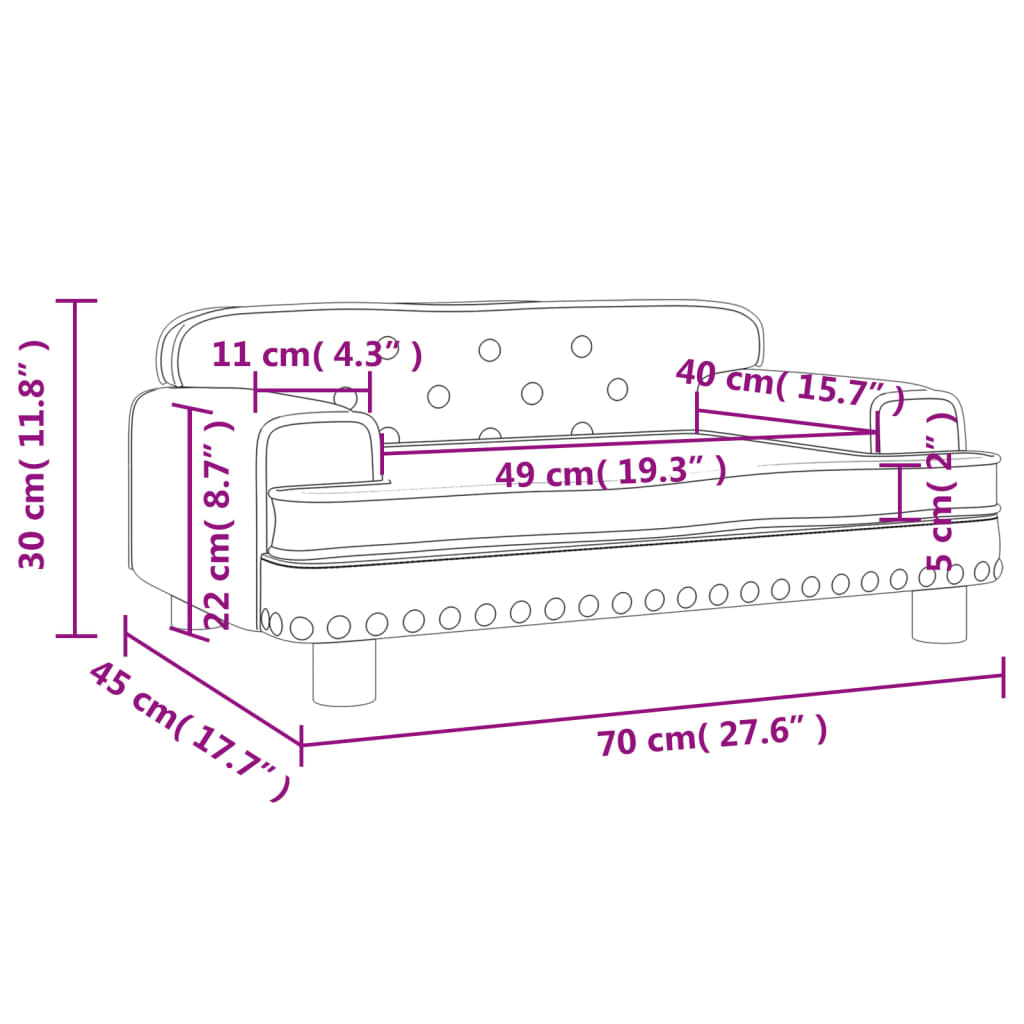 Divano per Bambini Grigio Chiaro 70x45x30 cm in Velluto 3196294