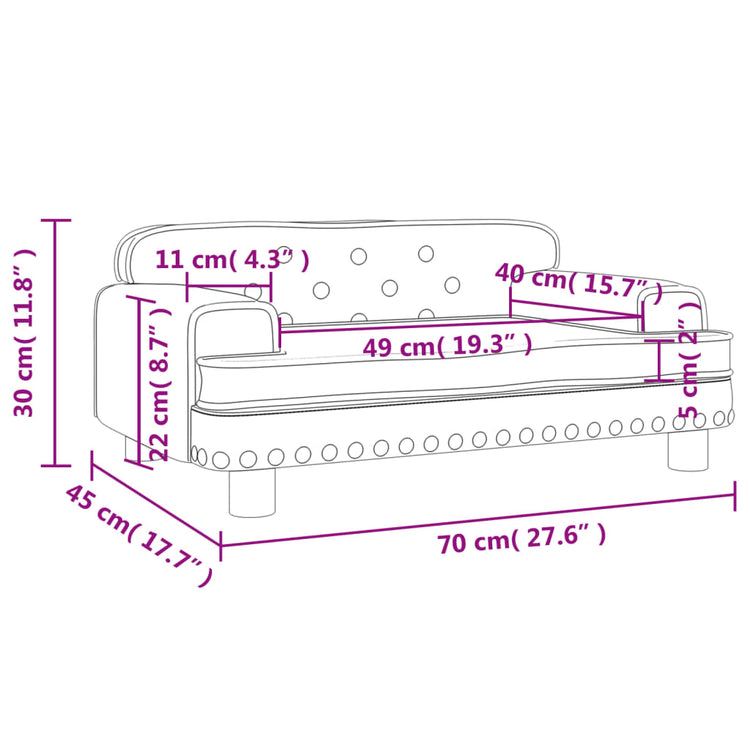 Divano per Bambini Grigio Scuro 70x45x30 cm in Velluto 3196295