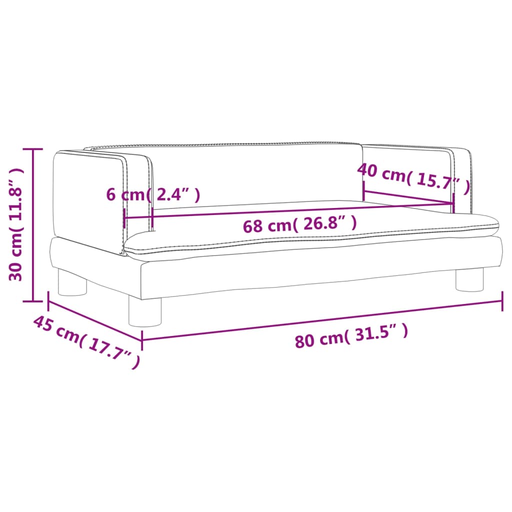 Divano per Bambini Blu 80x45x30 cm in Velluto 3196305